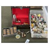 Thimbles, Buttons, Jewelry Box