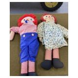 2 - Large Raggedy Ann and Andy Dolls