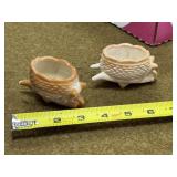 2 - Caramel Slag Glass Wheelbarrows