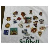 Collector Pins on Softball Towel