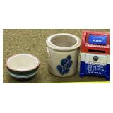 Miniature Stoneware & Metal Bank