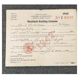 1942 Illinois Hunting License