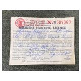 1956 Illinois Hunting License