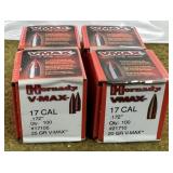 4 Boxes Hornady .17 Caliber Vmax Bullets