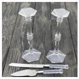 Crystal Candlesticks & Cake Serving