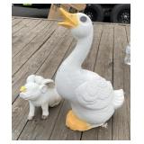 Concrete Goose and Resin Pig