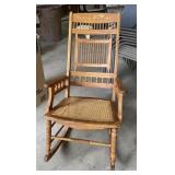 Cane Seat Oak Arm Rocker