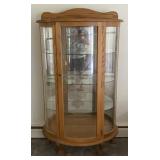 Curved Glass Oak Curio Cabinet
