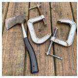 4' C-Clamps and Hand Axe