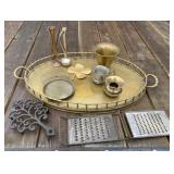 Serving Tray, Brass, Trivet