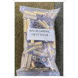 100 ct .30 Caliber Carbine Brass