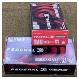 100 rnds Federal 9mm Luger Ammo