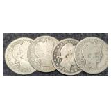 (4) Barber Quarters 1893, 07-D, 08, 16-D