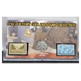 Display "1945 Victory Coin & Stamp Collection" w/