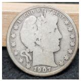 1907-O Barber Half Dollar