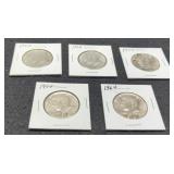 (5) 1964 K. Half Dollars Unc.