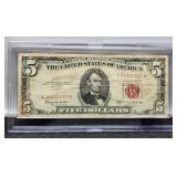 1963 $5 Red Seal Note In Hard Case
