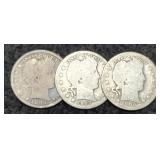 (3) Barber Quarters 1893, 03, 07