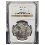 1885-O Slab Morgan Dollar NGC MS63