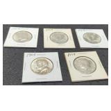 (5) 1964 K. Half Dollars Unc.