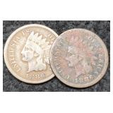 (2) 1886 Indian Head Cents V1 & 2