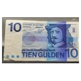 1968 Netherland 10 Gulden Banknote Unc.