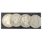 (4) Barber Quarters 1899, 09, 14, 15