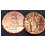 (2) Different 1 Troy Oz. Copper Rounds