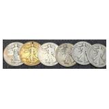 (6) W. Liberty Half Dollars:
