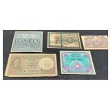 (5) Vintage Foreign Bank Notes