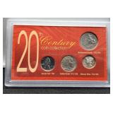 Four Coin Display "20th Century Coin Collection"