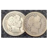 (2) 1911 Barber Dimes P&D