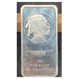 10 Troy Oz. Silver Bar Indian/Buffalo