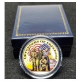 Colorized Ike Dollar "Defenders Of Freedom" w/