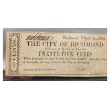 1862 Twenty Five Cent Fractional Banknote