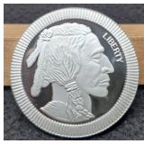 1 Troy Oz. Silver Funny Buffalo/Indian Round