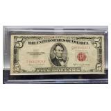 1953B $5 Red Seal Note w/ Hard Case