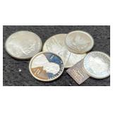 8/10 Of An Ounce Of Silver In 5 Coins &