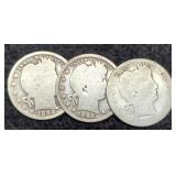 (3) Barber Quarters 1892, 93, 98