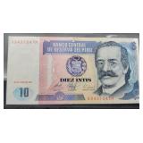 1987 Peru 10 Intis Banknote