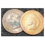 (2) 1868 Indian Head Cents AG