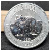 2014 1 1/2 Oz. Silver Canada $8 BU Arctic Fox