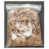 Bag Of 1,000 Copper L. Cents 1959-1982