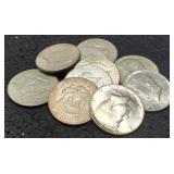 (10) 40% Silver K. Half Dollars