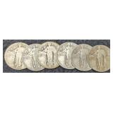 (6) Different Standing Liberty Quarters