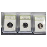 (3) Slab Gem Proof W. Quarters INB: