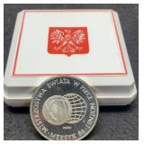 1986 Poland 1000 Ztatych 75% Silver w/ Mint Case