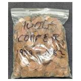 Lot Of 1,000 Copper L. Cents 1959-1982