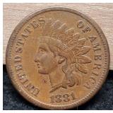 1881 Indian Head Cent XF
