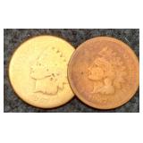 (2) 1867 Indian Head Cents AG